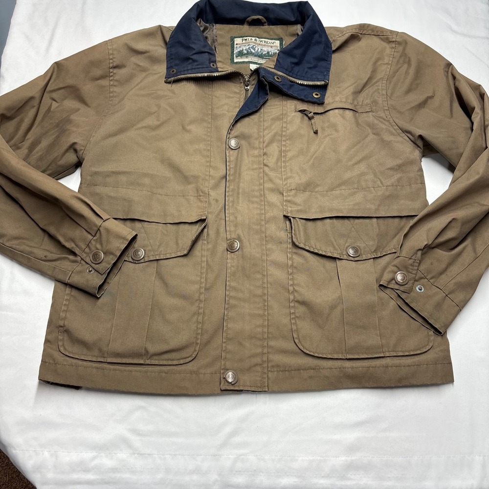 Field & Stream Mens Brown Canvas Barn Jacket Contrast Collar Size M